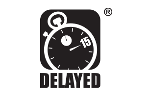 Delayed logo with a clock with the hand pointing to 15